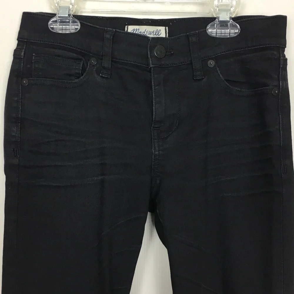 Madewell 8” Skinny‎ Black Jeans Rip Knee Raw Hem 26